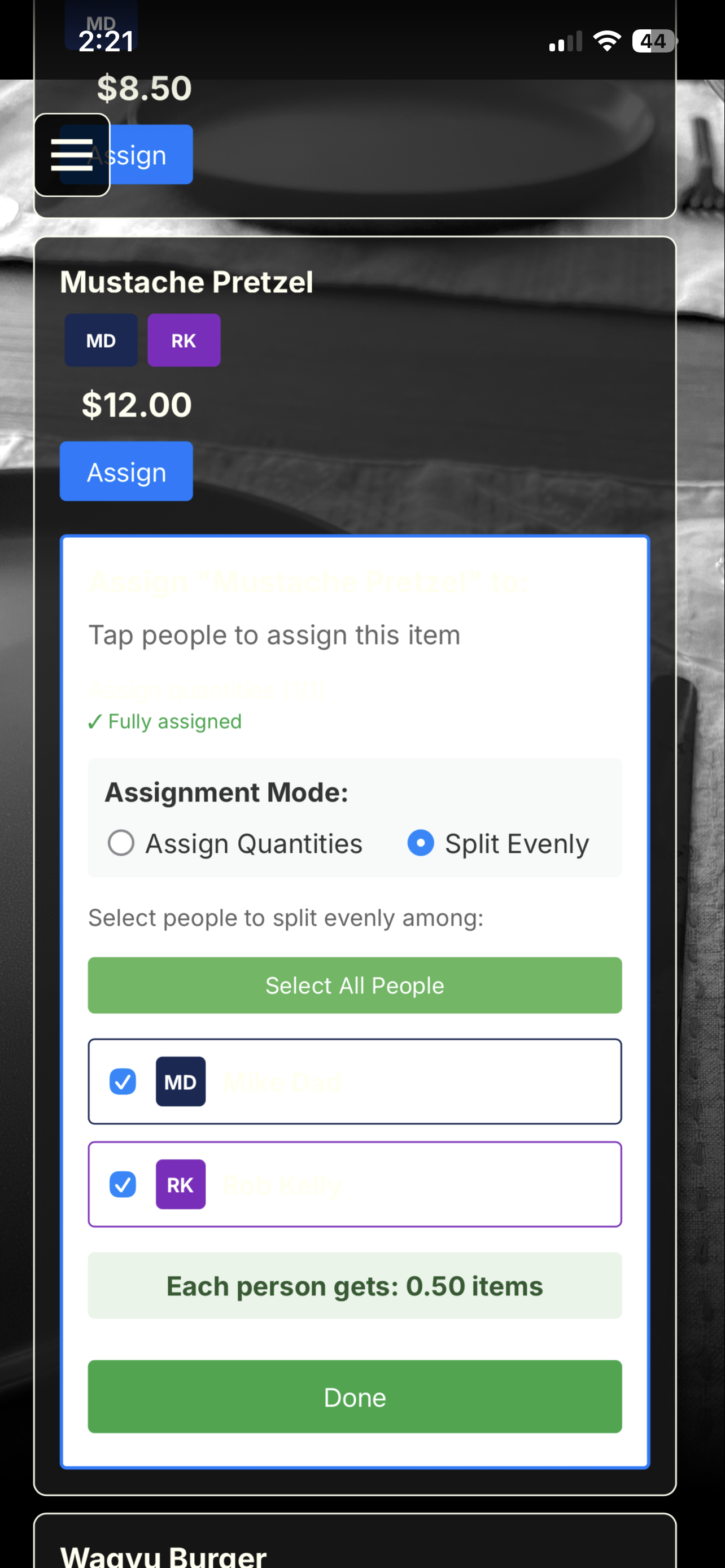 Receipt Split Evenly